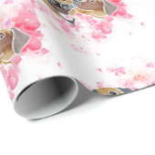 Papier Cadeau Petit chien d'aquarelle portrait animal (Coin rond)