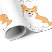 Papier Cadeau Petit chiot de sourire mignon de corgi (Coin rond)