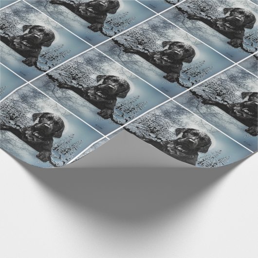 Papier Cadeau Petit chiot noir Labrador Retriever T-Shirt Thirt (Coin)