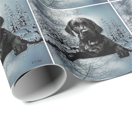 Papier Cadeau Petit chiot noir Labrador Retriever T-Shirt Thirt (Coin rond)