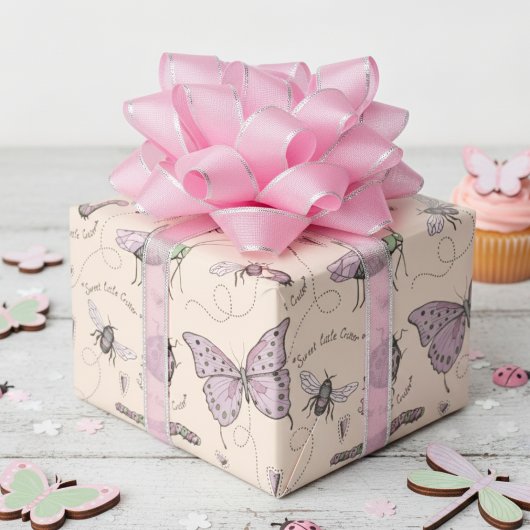 Papier Cadeau Petit Critère Doux délicat Rose et crème