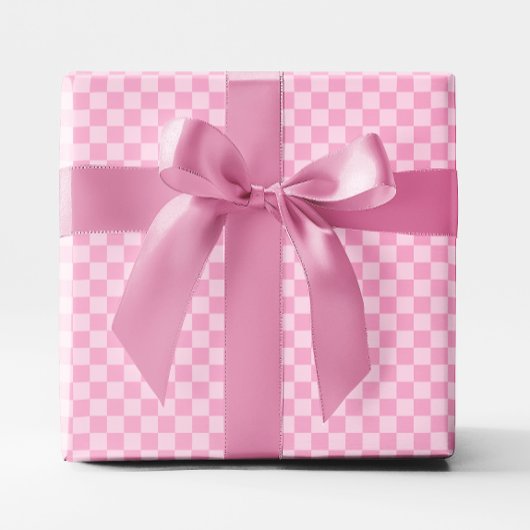 Papier Cadeau Petit damier rose clair