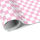 Papier Cadeau Petit damier rose clair et blanc (Coin rond)