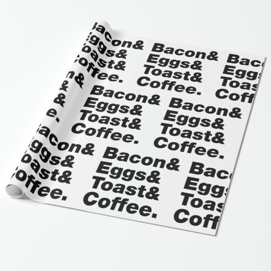 Papier Cadeau Petit-déjeuner (Bacon & oeufs & Toast & Coffee.) (Déroulé)