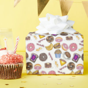 Papier Cadeau Petit-déjeuner Brunch Nourriture Bagel Donut OEufs