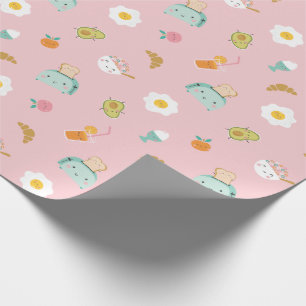 Papier Cadeau Petit-déjeuner mignon sur rose