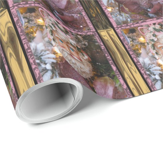 Papier Cadeau Petit gala rose de Père Noël (Coin rond)