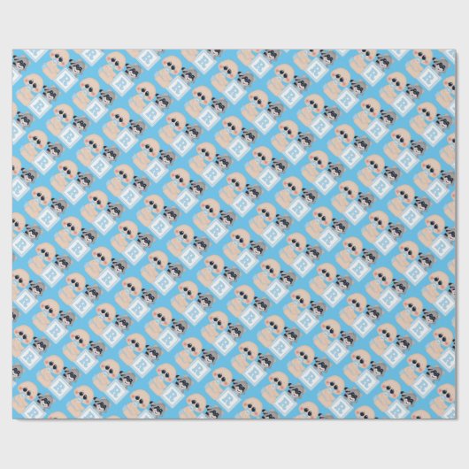 Papier Cadeau Petit garçon avec papier d'emballage en bloc (Plat)