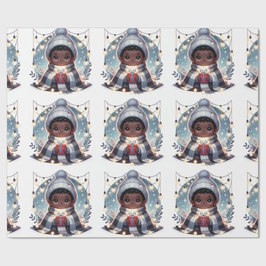 Papier Cadeau Petit garçon confortable dans la couverture - Papi (Plat)