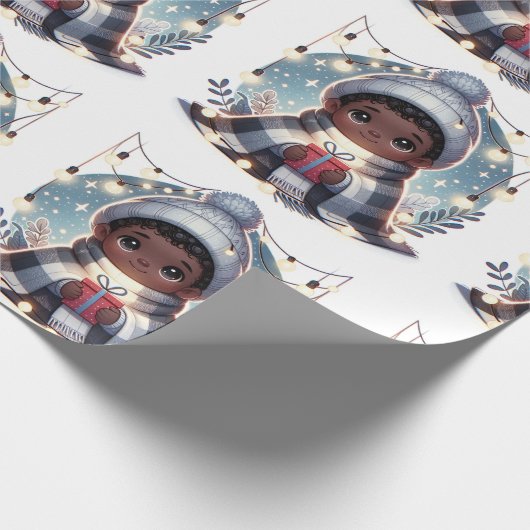 Papier Cadeau Petit garçon confortable dans la couverture - Papi (Coin)