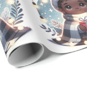 Papier Cadeau Petit garçon confortable dans la couverture - Papi (Coin rond)