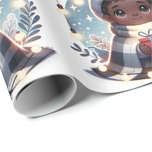 Papier Cadeau Petit garçon confortable dans la couverture - Papi (Coin rond)