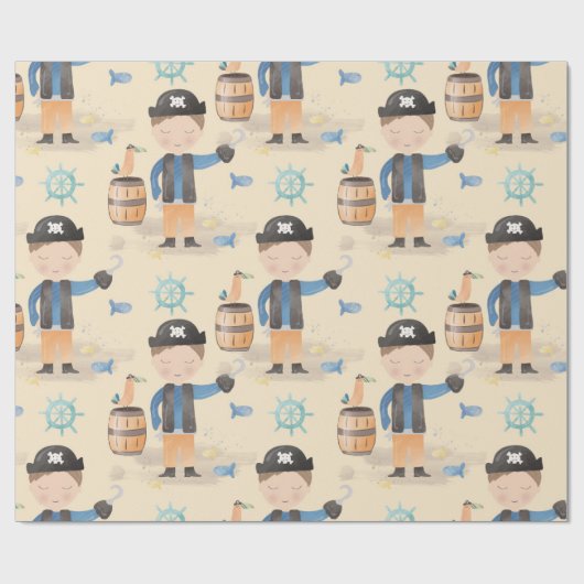 Papier Cadeau Petit garçon pirate (Plat)