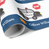 Papier Cadeau Petit Garçon policier et fête d'anniversaire de vo (Coin rond)