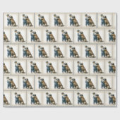 Papier Cadeau Petit Garçon Qui Accroche Big Chien (Plat)