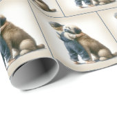 Papier Cadeau Petit Garçon Qui Accroche Big Chien (Coin rond)
