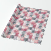 Papier Cadeau Petit Gingham Abstrait Rose et Gris (Déroulé)