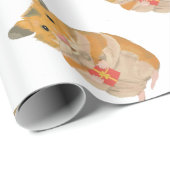 Papier Cadeau Petit Hamster mignon tenant un cadeau de Noël (Coin rond)