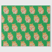 Papier Cadeau Petit Hamster mignon tenant un cadeau de Noël 2 (Plat)