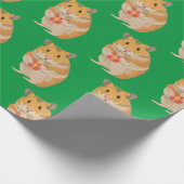 Papier Cadeau Petit Hamster mignon tenant un cadeau de Noël 2 (Coin)
