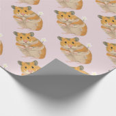 Papier Cadeau Petit hamster mignon tenant une fleur (Coin)