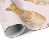 Papier Cadeau Petit hamster mignon tenant une fleur (Coin rond)