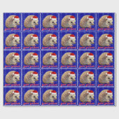 Papier Cadeau Petit hérisson à Santa Hat (Plat)