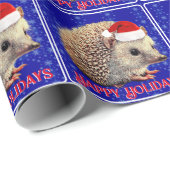 Papier Cadeau Petit hérisson à Santa Hat (Coin rond)