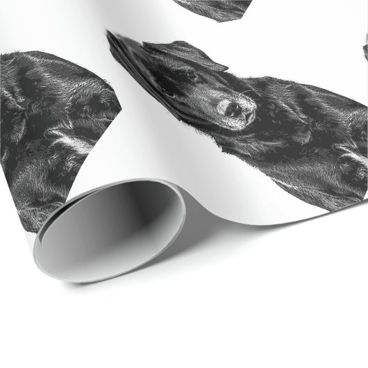 Papier Cadeau Petit Labrador Chien noir Chien Chien Chien Chien (Coin rond)