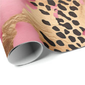 Papier Cadeau Petit léopard rose or (Coin rond)