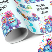 Papier Cadeau Petit Monster Garçon coloré Anniversaire