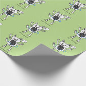 Papier Cadeau Petit Monstre Noir Et Blanc Illustration (Coin)