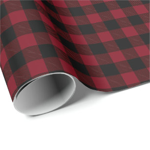 Papier Cadeau Petit motif carreau rouge tartan Noël Roll