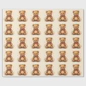 Papier Cadeau Petit ours brun mignon adorable avec cravate (Plat)