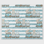 Papier Cadeau Petit ours en peluche bébé garçon douche bleu (Plat)