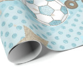 Papier Cadeau Petit ours en peluche bébé garçon douche bleu (Coin rond)