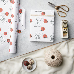 Papier Cadeau Petit Papillon D'amour Coccinelle Rouge Baby Showe