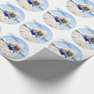 Papier Cadeau Petit Pékinois Marin