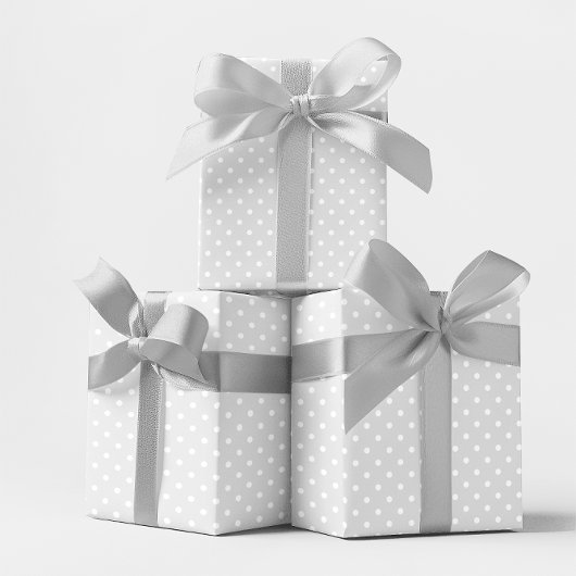 Papier Cadeau Petit point Polka gris clair et blanc