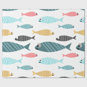 Papier Cadeau Petit poisson mignon design coloré