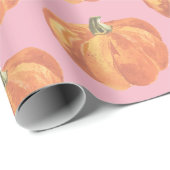 Papier Cadeau Petit rose de citrouilles de chute (Coin rond)