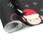 Papier Cadeau Petit singe dans la neige, joyeux Noël (Coin rond)