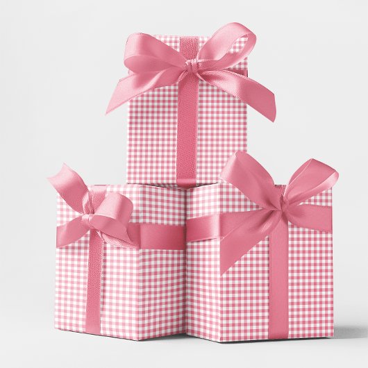 Papier Cadeau Petit Vichy Rose