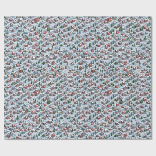 Papier Cadeau Petit Village - Design 2 Papier d'enveloppement (Plat)