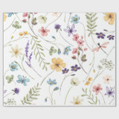 Papier Cadeau Petite aquarelle Fleur sauvage vive Anniversaire (Plat)