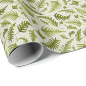 Papier Cadeau Petite Aquarelle Verte Feuilles (Coin rond)