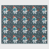 Papier Cadeau Petite astronaute avec Casquette de Noël (Plat)