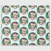 Papier Cadeau Petite Bébé Animal Noël Magie (Plat)