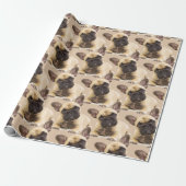Papier Cadeau Petite chienne française chienne Motif animal anim (Déroulé)