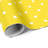 Papier Cadeau Petite coeur sur papier d'enveloppement jaune vif (Coin rond)